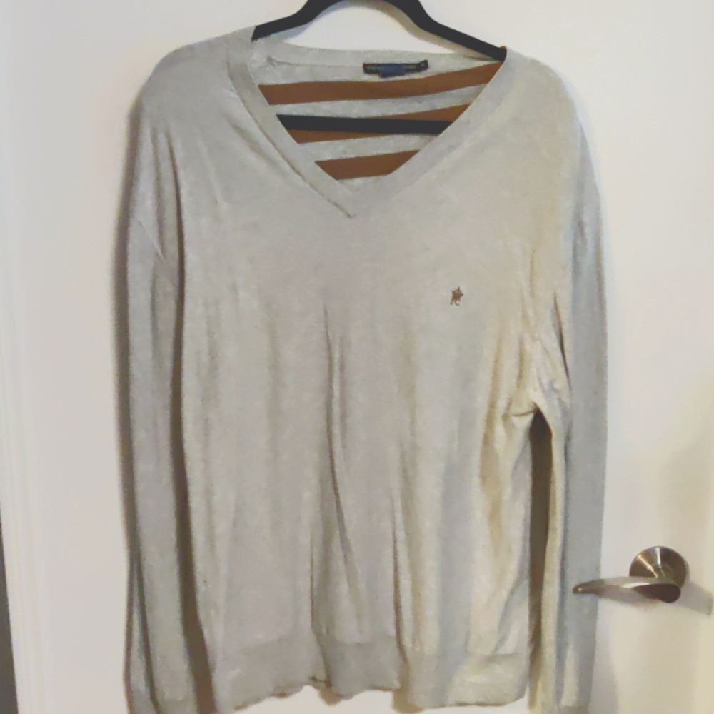 French Connection Grey V-Neck Sweater XL